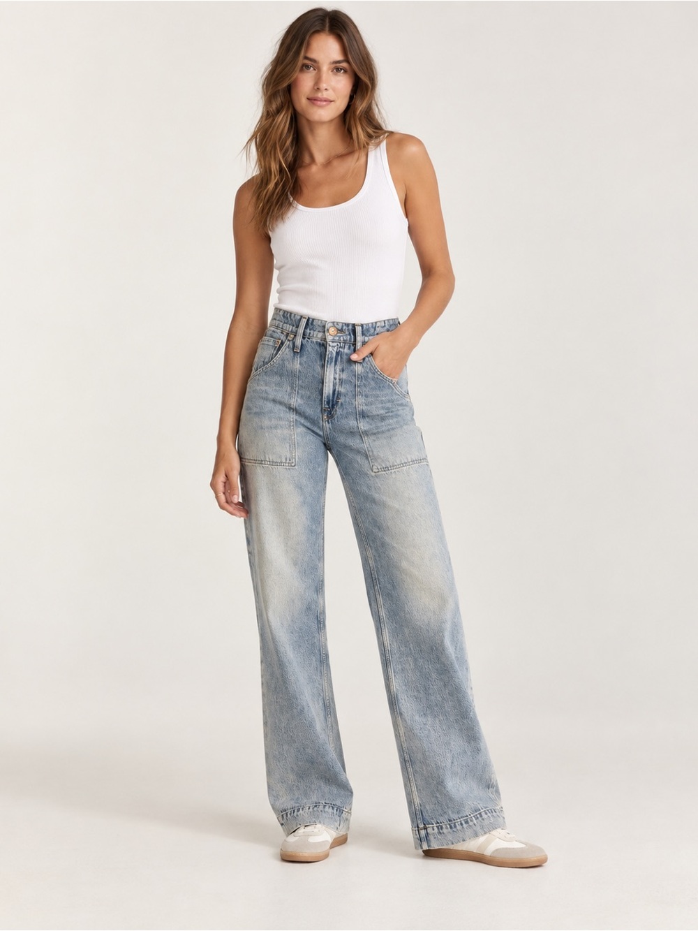 We The Free Light Free People Blue Wide-Leg Flare Jeans